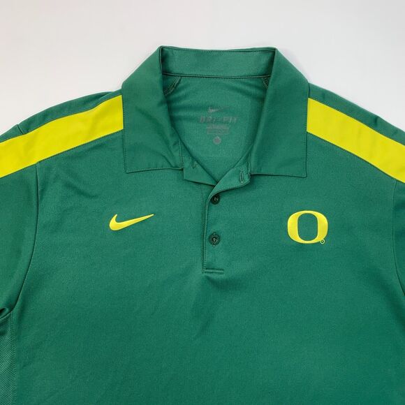 Nike Oregon Ducks Polo Shirt Mens M Medium Green Yellow Performance Short Sleeve - Picture 3 of 10
